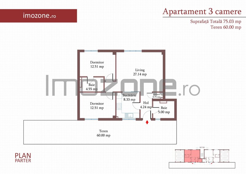 Militari 3 camere, curte 67 mp si 2 parcari proprii, 75 mp, finisat modern,  comision 0%
